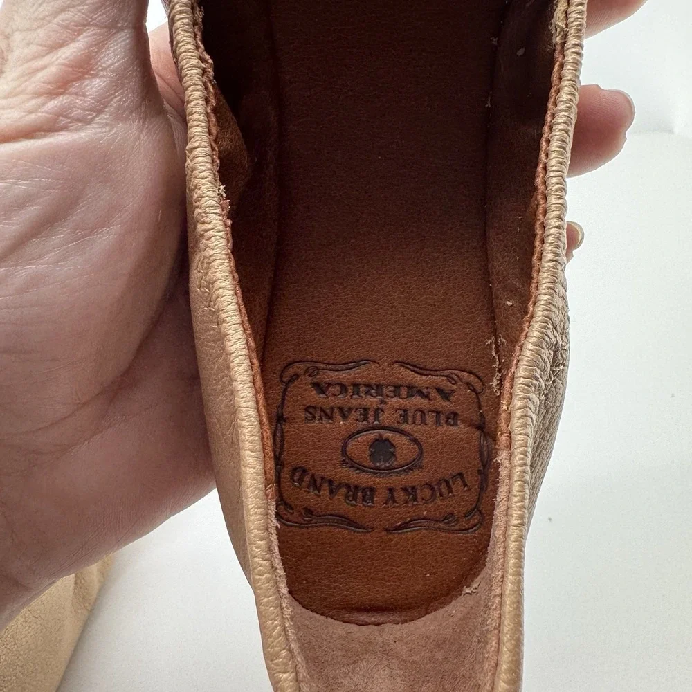 Lucky Brand Emmie Ballet Flats 7M Rose Cream Leather Slip On Boho Minimalist